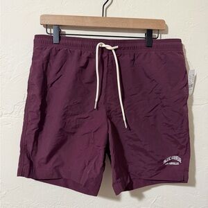 PacSun Maroon Swim Shorts with White Drawstring